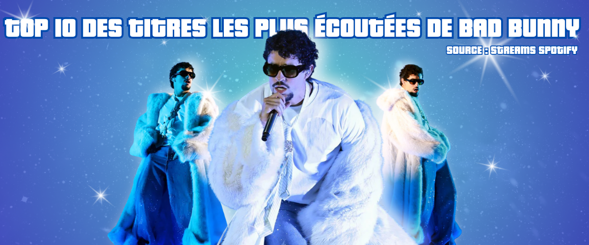 Top 10 des titres les plus écoutées de Bad Bunny (streams Spotify)